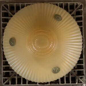Vintage Peach Ribbed Glass Shade: Art Deco Hanging Light Fixture